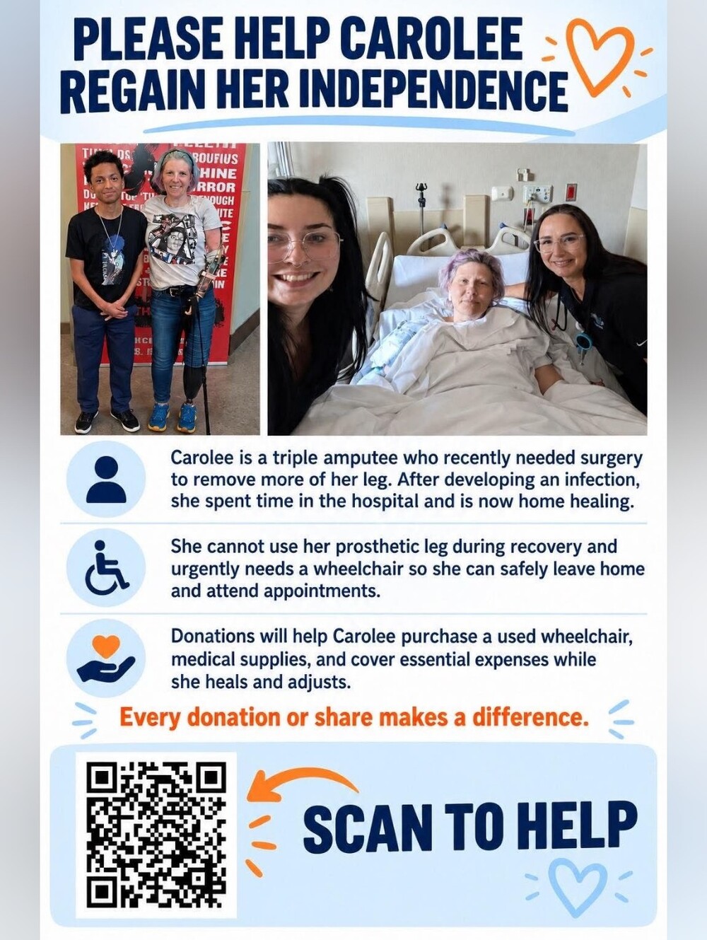 Unlisted Blue and White Fundraising Poster for Carolee